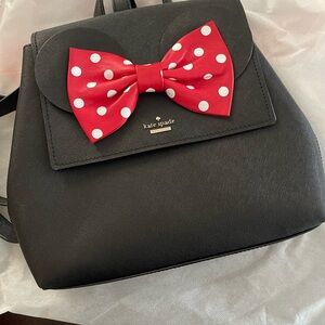 Kate Spade X Disney Black Backpack with Red Polka Dot Interior